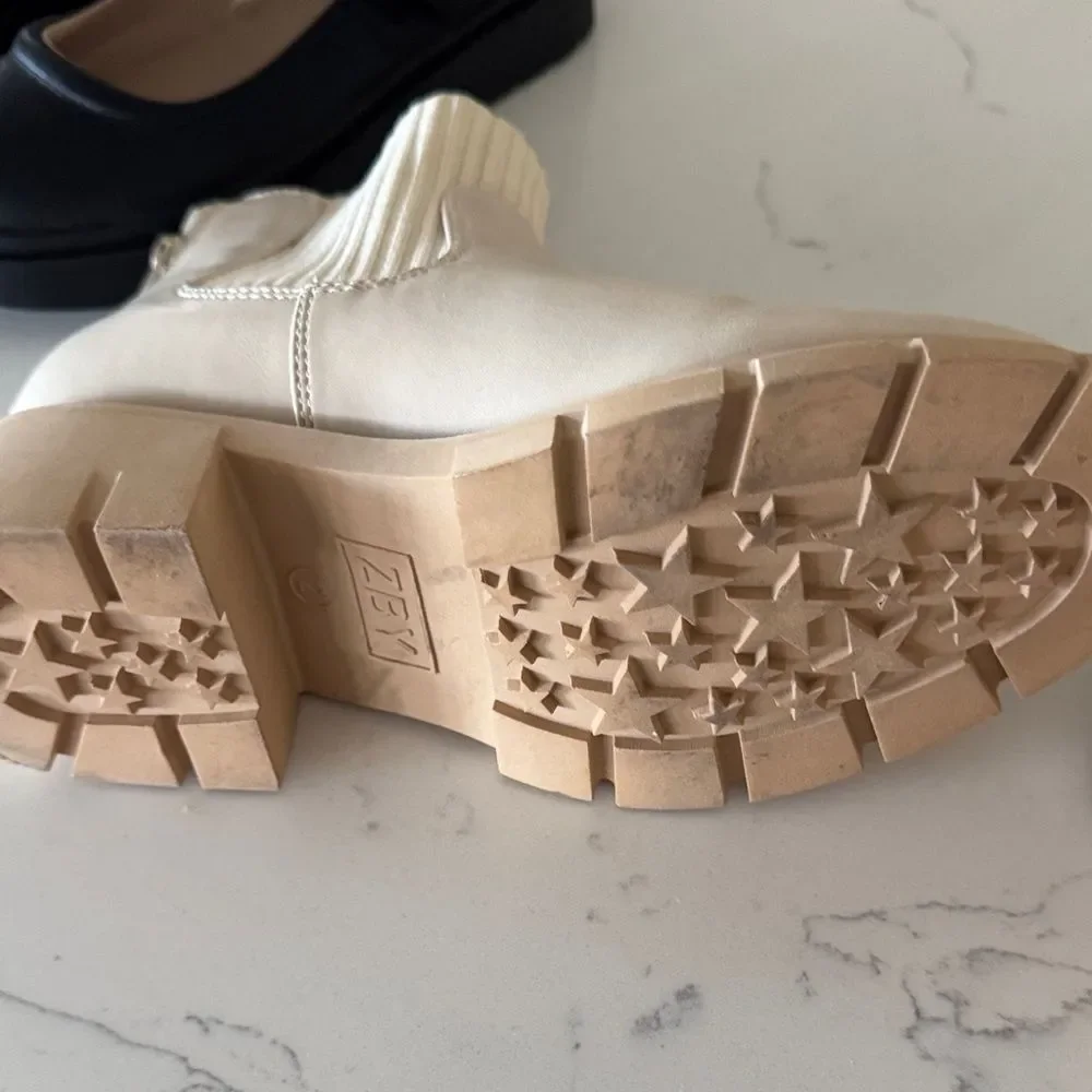 Stylish Cream Kids Ankle Boots